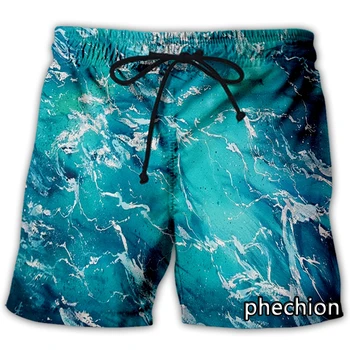 phechion/ Новые мужские/женские повседневные шорты с 3D принтом Ocean Wave Art, модная уличная одежда, мужские Свободные спортивные шорты A251