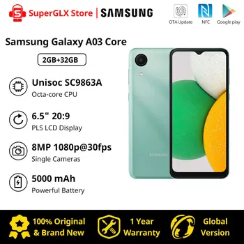 Оригинальный Новый Samsung Galaxy A03 Core Смартфон Unisoc SC9863A Восьмиядерный Android 11 Аккумулятор 5000 мАч С двумя SIM-картами Android Сотовый Телефон