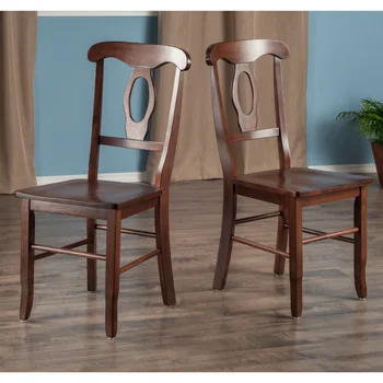 Набор обеденных стульев Winsome Wood Renaissance из 2 предметов с отверстием для ключа на спинке, отделанные орехом Стулья для столовой