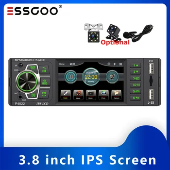 Автомобильное радио ESSGOO 1 Din с 3,8-дюймовым IPS-экраном, MP5-плеер, Bluetooth, авторадио, стерео, FM, микрофон с зеркальной связью, камера заднего вида.
