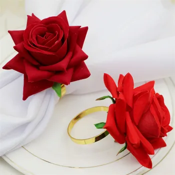 12 шт./лот Металлические кольца для салфеток с романтической розой, пряжка для салфеток из сплава, держатель для свадебных приемов, подарки, украшение для вечеринки, банкета