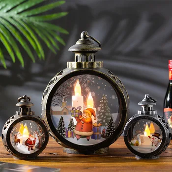 Рождественский светодиодный фонарь со снежным шаром, ночник на батарейках, елочные украшения, подарочные елочные украшения