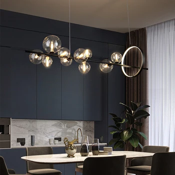 Скандинавский Постмодернистский дизайн Светодиодная люстра для столовой Кухни гостиной спальни Потолочный подвесной светильник Стеклянный шар G9 Light