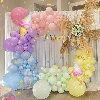 Пастельно-розовая арка с гирляндой из воздушных шаров цвета Макарон, Матовые радужные воздушные шары для декора фона свадьбы, дня рождения, детского душа