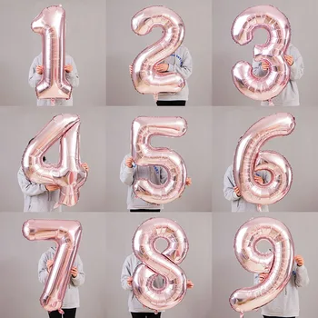 40-Дюймовые воздушные шары из алюминиевой фольги розового золота с номером Ballon С Днем Рождения, Свадебное украшение, детское шоу, Гелиевый шар для мальчиков и девочек