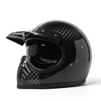 12K Карбоновый Ретро полнолицевой шлем Four Seasons из углеродного волокна, Легкий Внедорожный Шлем, Мотоциклетный Шлем Casco De Moto Accesorios Moto
