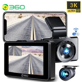 360 Dash Cam для автомобильного видеорегистратора 3K UHD APP Камера заднего вида для автомобиля Встроенный GPS FOV160 ° G500H G-Сенсор Monitior Видеомагнитофон