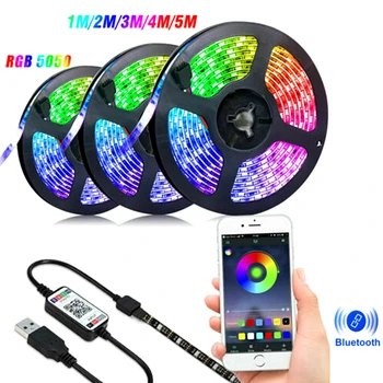 1/2/3/4/5 М USB светодиодная лента 5050 RGB светодиодные ночники 5 В Bluetooth Управление телефоном с помощью приложения Подсветка телевизора Украшение спальни