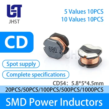 50шт 100шт SMD Силовые катушки индуктивности CD54 1UH-4.7MH Индуктивность обмотки 1UH 2.2UH 3.3UH 4.7UH 6.8UH 1MH 1.5MH 2MH 2.2MH 3.3MH 4.7Mh