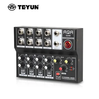 8-канальный профессиональный портативный микшер TEYUN Q-48, стол для микширования звука, перезаряжаемый для электрогитары, Компьютерный сертификат DJ