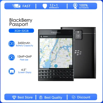 Blackberry Passport Q30-3 Отремонтированный-Разблокированный Четырехъядерный 4G LTE 3 ГБ оперативной ПАМЯТИ 32 ГБ ПЗУ 13.0MP Мобильный Телефон BlackBerry OS Бесплатная Доставка