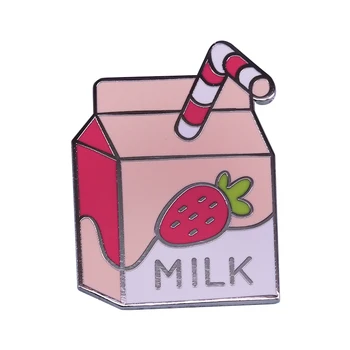 Клубничное молоко! эмалированная булавка cute Kawaii party favor уникальный подарок для детей и девочек