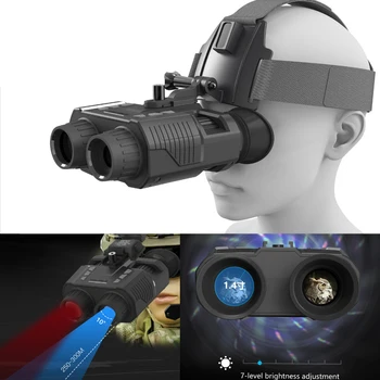 Бинокль ночного видения с двойным экраном NV8000, 300-метровые очки для 3D-просмотра, Военная игра, охотничий окуляр, крепление на голову, камера для затемнения