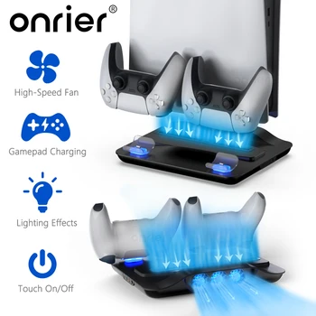 Охлаждающий вентилятор Onrier для аксессуаров PS5, подставка для зарядного устройства, док-станция для зарядки геймпада, контроллер для консоли Playstation 5