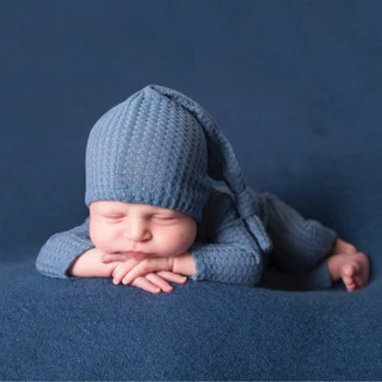 2 шт. /компл. Одежда для фотосессии младенцев, детский вязаный комбинезон, комплект шапочек с длинным хвостом, шапка-ползунки, реквизит для фотосъемки новорожденных