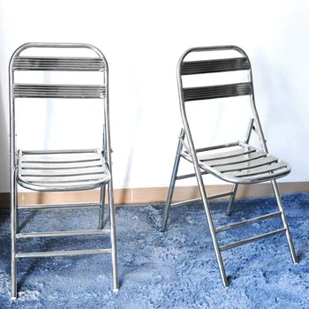 Современный бытовой обеденный стул из нержавеющей стали, Переносной Повседневный уличный стул со спинкой, Компьютерный стул, Складная мебель для общежития