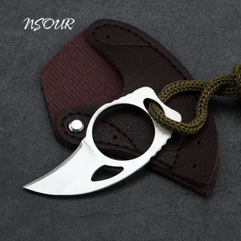 Нож для ожерелья портативный кулон для самообороны распаковка портативного уличного ножа из нержавеющей стали, нож для выживания, не складной нож