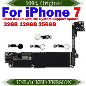Бесплатный iCloud Для iPhone 7 Материнская плата 32 ГБ 128 ГБ 256 ГБ Б/у Материнская плата Без Touch ID / с Логической платой touch id