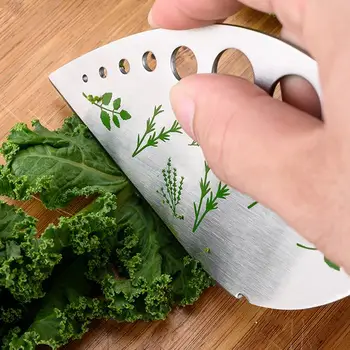Инструмент для пилинга трав из нержавеющей стали с 9 отверстиями для удаления листьев овощей с защитным держателем, 2 и 1 Дизайнерский резак, кухонный инструмент