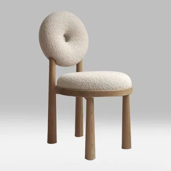 Скандинавские дизайнерские обеденные стулья, креативный стул-комод, удобный стул из шерсти ягненка со спинкой, многоцелевая ретро-мебель