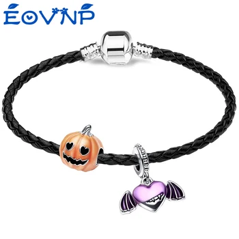 EOVNP, черная кожаная цепочка, браслет-оберег для женщин с бусинками в виде тыквы, браслет, подарок для вечеринки, Специальное предложение