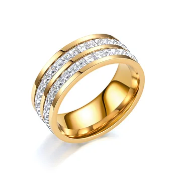 Роскошное сверкающее кольцо Starlight из титановой стали с маленьким квадратным бриллиантом и цирконием