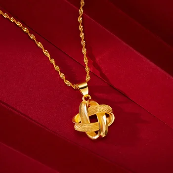 Ожерелье из настоящего 18-каратного золота с китайским узлом и модным дизайном в виде листьев, массивная цепочка за 999 долларов для женщин, изысканные ювелирные изделия, подарки
