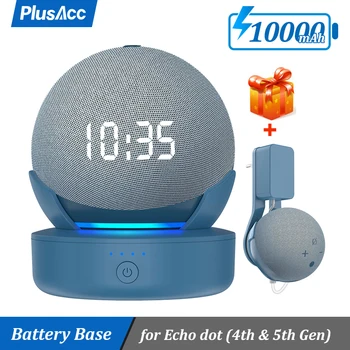 Аккумуляторная база PlusAcc для Echo Dot 4th 5th Gen Alexa Speaker Портативный блок питания 10000 мАч для Echo Dot 5 Подставка для зарядного устройства