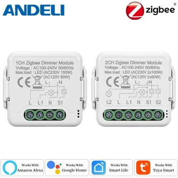 Модуль интеллектуального Диммера Zigbee 3.0 Smart Light Switch, Нейтральный провод Работает с Alexa Alice Google Home