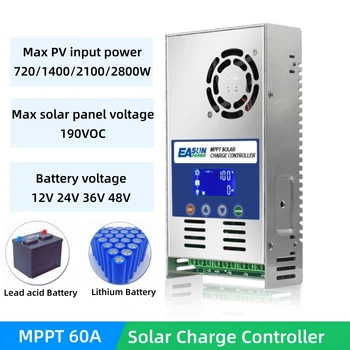 12V 24V 36V 48V 60A MPPT Солнечный Контроллер Заряда Поддерживает Параллельное Подключение Фотоэлектрического Регулятора Для Свинцово-Кислотной/Гелевой/Литиевой Батареи