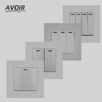 Настенный выключатель для обустройства дома Avoir Пластиковая панель Серый 1 2 3 4 группы 1 2 Позиционные кнопочные переключатели 86 Тип Кулисный переключатель 220 В