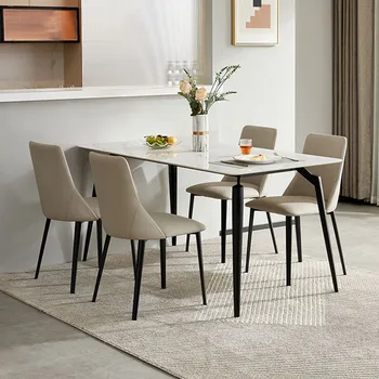 Квадратный обеденный стол в скандинавском стиле с высоким потолком, Роскошный дизайн гостиной, Современный обеденный стол, Водонепроницаемая кухонная мебель Mesas De Jantar