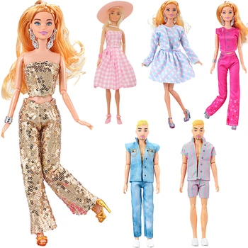 Официальный комплект одежды из фильма о моде NK Для куклы Барби, топ, брюки, Платье, браслет, ожерелье, Обувь, Наряды для куклы Кен, Аксессуары для куклы JJ