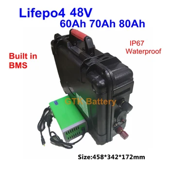 Водонепроницаемый 48v 50Ah 60Ah Lifepo4 аккумулятор Литиевая рыболовная лодка цилиндр baitboat троллинг мотор 2kw BMS + 10A Зарядное устройство