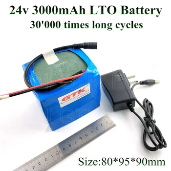 LTO 24v 3Ah аккумуляторная батарея из титаната лития 25,2v 3000mAh 10S2p 18650 для питания электроинструментов DC 24v plug led лампы + зарядное устройство 2A