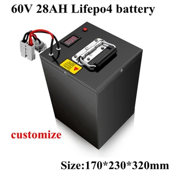 Совершенно Новый Аккумулятор 60V 28Ah Lifepo4 Литиевая Батарея Портативный Легкий Металлический Корпус Мотор Электрический Велосипед + Бесплатная Доставка