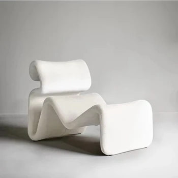 Изогнутое кресло из стеклопластика в стиле модерн, белое кресло-качалка в форме дивана для отдыха, арочное кресло