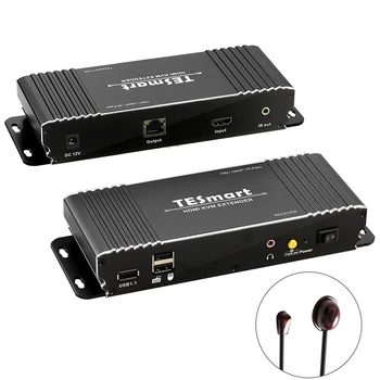 Удлинитель по IP TX RX Поддерживает L / R Декодирование ИК-сигнала Через TMDS Full HD 1080p60Hz HDMI KVM Удлинитель с Портом USB 1.1