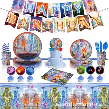 Украшения для вечеринки по случаю Дня рождения Disney Crazy Elements Одноразовая посуда Бумажные салфетки Тарелки Чашки для детей Принадлежности с Днем Рождения