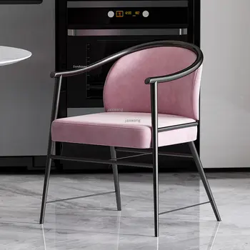 Обеденные стулья из скандинавского металла, кухонная мебель, обеденные стулья, современная креативная домашняя столовая, золотисто-черные стулья со спинками