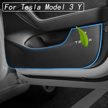 Для автомобильной двери Tesla Model 3 Y с защитой от ударов, защитная крышка с рисунком из углеродного волокна, наклейка на автоматическую дверь с защитой от ударов, Грязная накладка