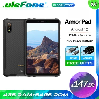Ulefone Armor Pad Прочный Планшет IP68/IP69K 4G Android Планшетный телефон 4 ГБ оперативной памяти + 64 ГБ ПЗУ 13-Мегапиксельная Камера 7650 мАч Портативный Планшет