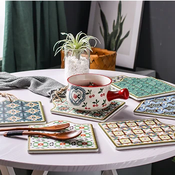 Керамический термостойкий коврик для стола, Винтажная подставка для кофе, Коврик для чашек в марокканском стиле, Высококачественная керамическая подставка для миски, Подставка для кастрюли