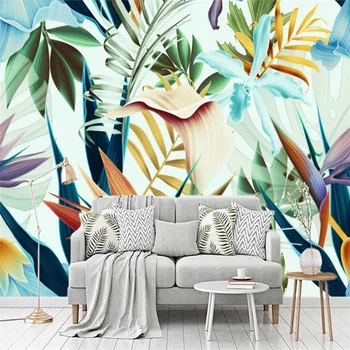 beibehang Пользовательские 3D обои фреска ручной росписи тропический лес листья кокосовой пальмы ТВ фон стены papel de parede