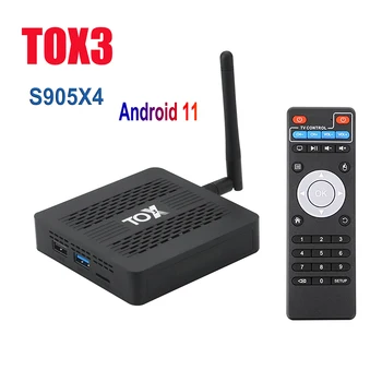 TOX3 4GB 32GB TV Box Android 11 Amlogic S905X4 телеприставка 2,4 G/5G BT4.1 Поддержка MP3 AAC WMA RM FLAC Smart Box TV