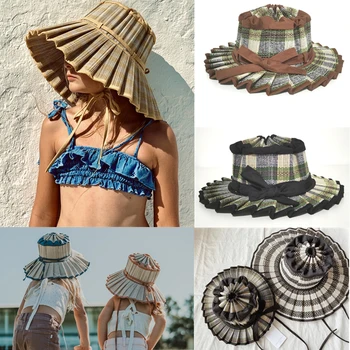 Летние шляпы для девочек, новое поступление, реквизит для фотосъемки бренда Lorna, Аксессуары для новорожденных мальчиков, соломенные кепки в клетку, пляжная одежда, Шапочка 0-8 лет