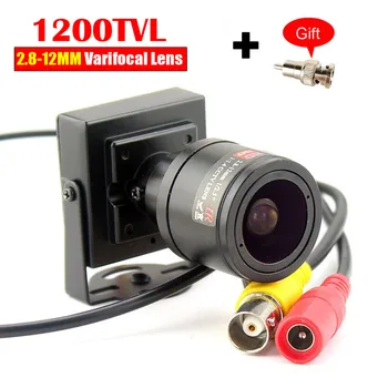 Мини-Камера с Зумом 2.8 мм-12 мм 1200TVL HD Zoom Ручной Варифокальный Регулируемый Объектив Металлическая Микрокамера Видеонаблюдения + RCA