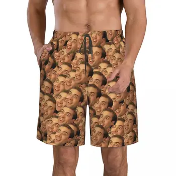 Мужские пляжные шорты The Cage Face, Быстросохнущий купальник для фитнеса, забавные уличные забавные 3D шорты