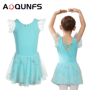 Балетное танцевальное платье AOQUNFS для девочек, Гимнастическое трико, Балетная пачка, Детские костюмы с рукавами 