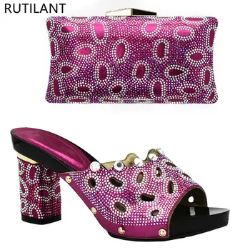Новейший комплект Африканских Итальянских туфель и сумки, украшенный стразами, Высококачественная Итальянская Женская обувь и комплект сумок Niegrian Shoes